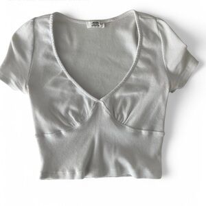 Ardene White Fitted Crop Short Sleeve shirt